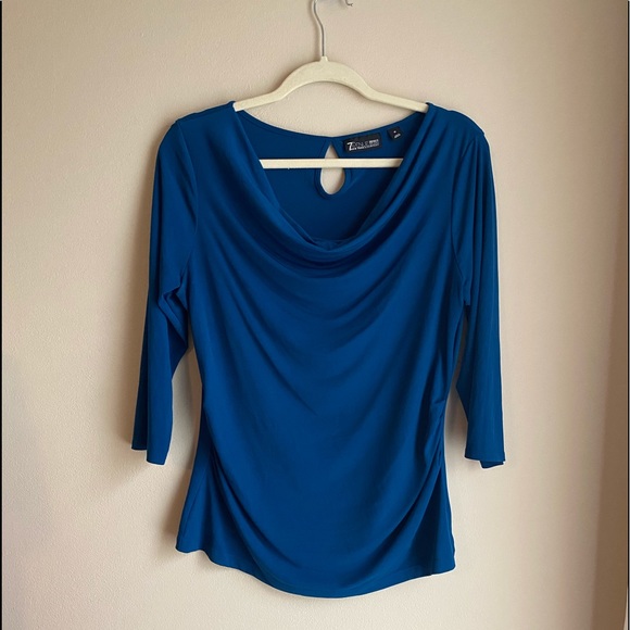 New York and Company Blue Blouse Long Sleeve - Picture 1 of 2